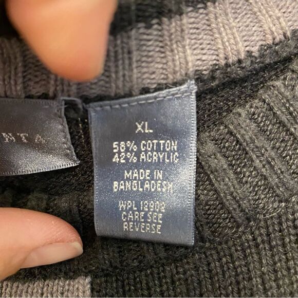 Oscar De La Renta Gray Color Block Crew Neck Long Sleeved Sweater Men's XL - Picture 7 of 9